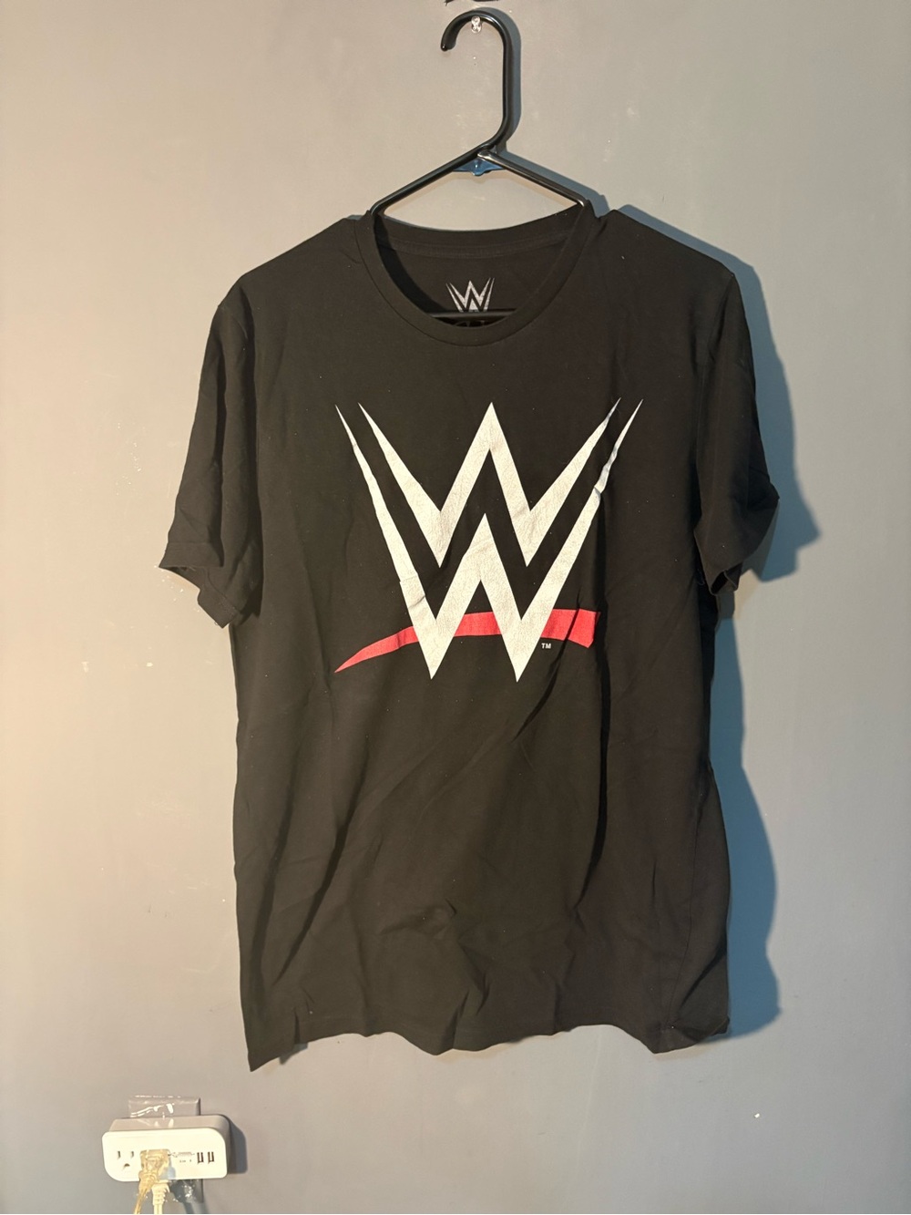 WWE Men’s Black T-Shirt with White & Red Logo